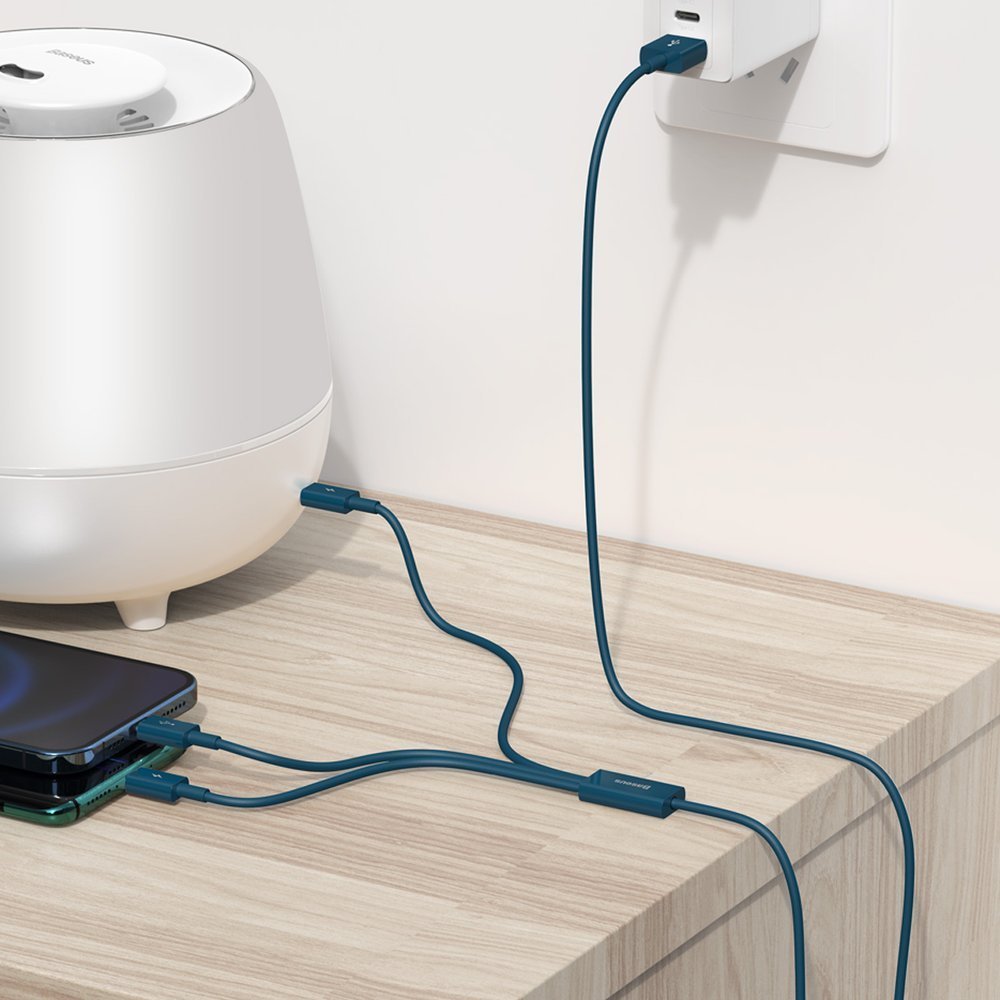 Charging Cable USB-A - Lightning / microUSB / USB-C Baseus Superior 3in1 Series, 20W, 1.5m, Blue CAMLTYS-03 