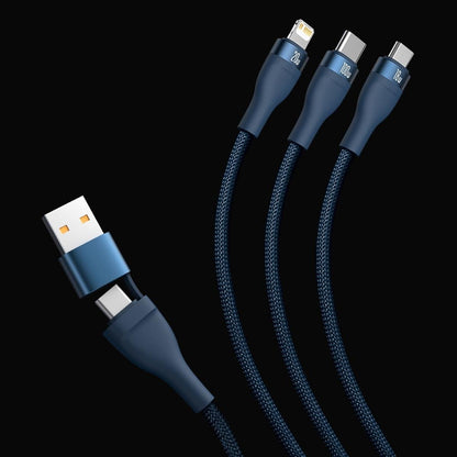 USB-C / USB-A kabl za punjenje - Lightning / microUSB / USB-C Baseus Flash Series II, 100W, 1.2m, Tamnoplava CASS030103