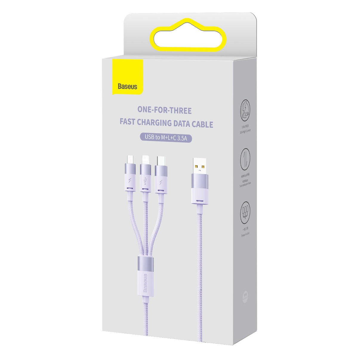 Kabl za punjenje USB-A - Lightning / microUSB / USB-C Baseus StarSpeed 3in1, 20W, 1.2m, Ljubičasti CAXS000005