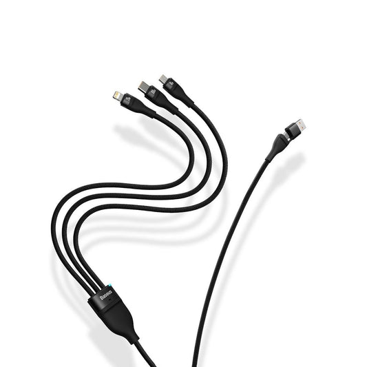 Charging Cable USB-A / USB-C - Lightning / microUSB / USB-C Baseus Flash Series II 3in1 , 100W, 1.2m, Black CASS03010101