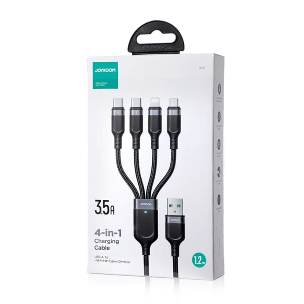 Charging Cable USB-A - Lightning / microUSB / 2 x USB-C Joyroom S-1T4018A18 4in1, 20W, 1.2m, Black 