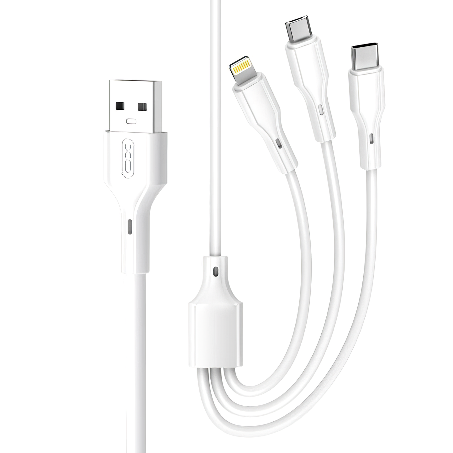 Kabl za punjenje USB-A - Lightning / microUSB / USB-C XO Design NB230 3u1, 20W, 1m, Bela