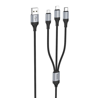 Charging Cable USB-A - Lightning / microUSB / USB-C HOCO X102 3in1, 18W, 1m, Black 