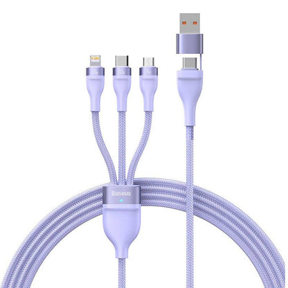 Kabl za punjenje USB-A / USB-C - Lightning / microUSB / USB-C Baseus Flash Series II 3in1, 100W, 1.2m, Ljubičasti CASS030105