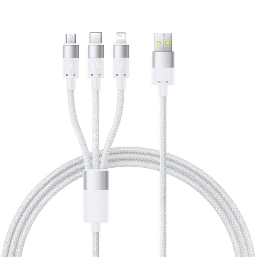 Kabl za punjenje USB-A - Lightning / microUSB / USB-C Baseus StarSpeed, 100W, 1.5m, Beli P10319900211-00