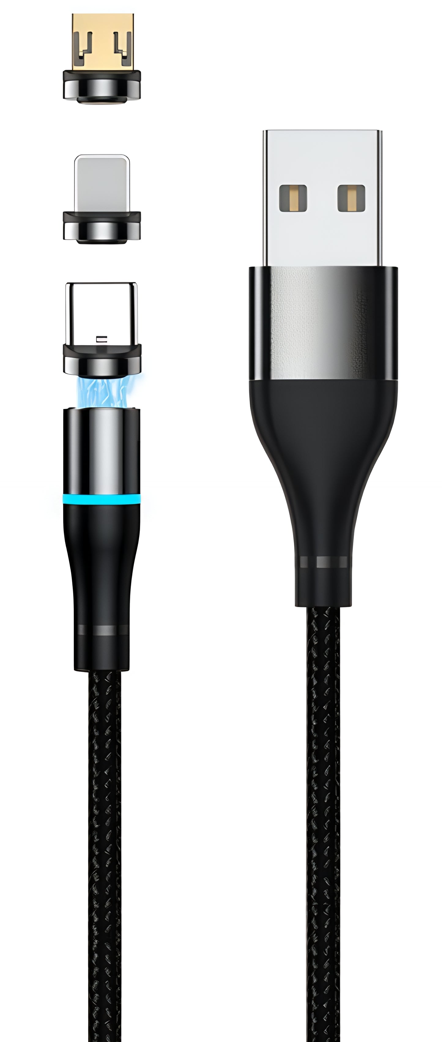 Kabl za punjenje USB-A - Lightning / microUSB / USB-C Setty Magnetic 3in1, 10W, 1m, Crni