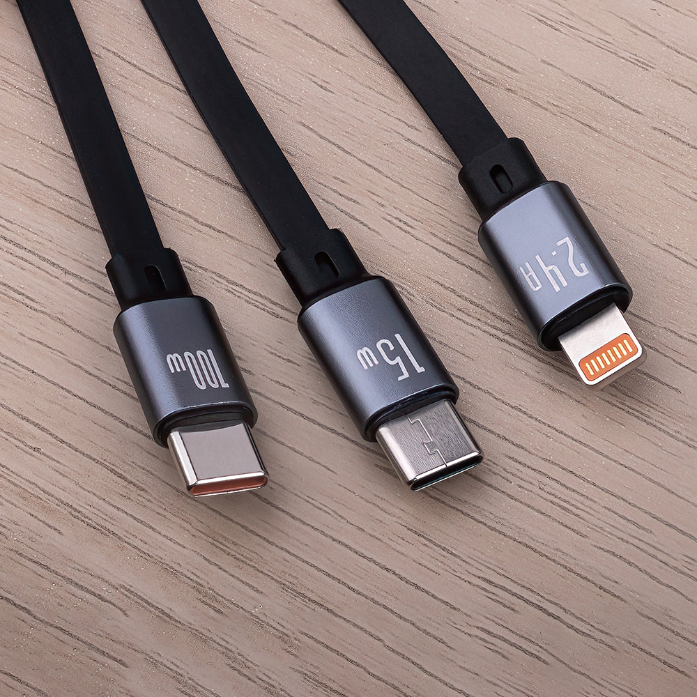 Kabel za punjenje USB-A - Lightning / 2 x USB-C Forever 3u1, 100W, 1.2m, Crni