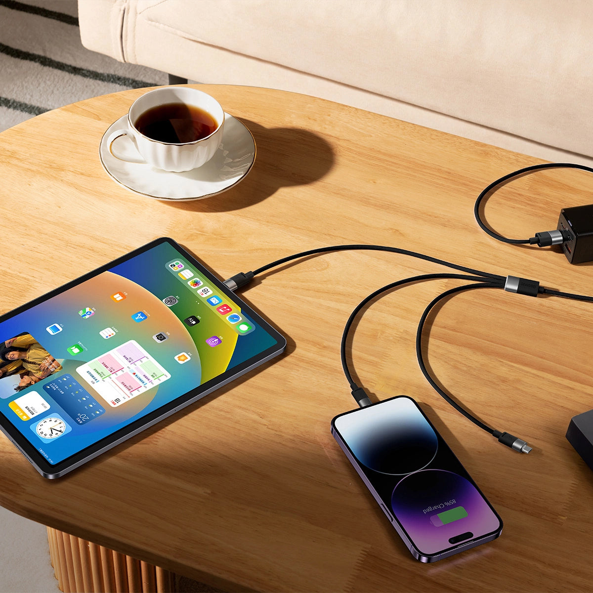 Charging Cable USB-A - Lightning / microUSB / USB-C Baseus StarSpeed 3in1, 18W, 1.2m, Black CAXS000001 CAXS000001 