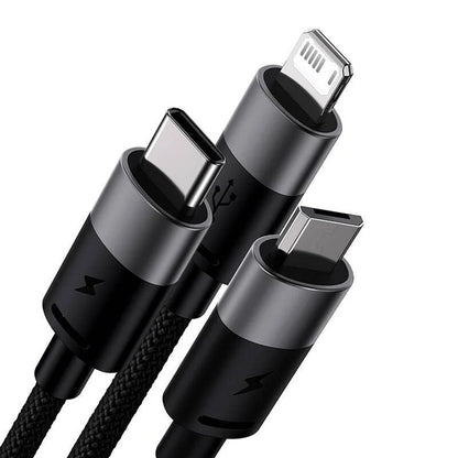 Kabl za punjenje USB-A - Lightning / microUSB / USB-C Baseus StarSpeed 3in1, 20W, 0.6m, Crni P10319900111-00