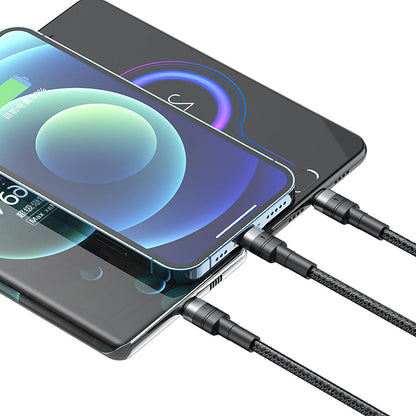 Kabl za punjenje USB-A - Lightning / microUSB / USB-C XO Design NB-Q191 3in1, 66W, 1.2m, Crni