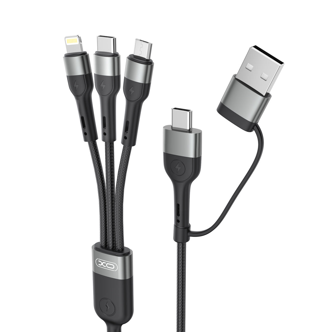 Kabl za punjenje USB-A / USB-C - Lightning / microUSB / USB-C XO Design NB254 3u1, 60W, 1.2m, Crni