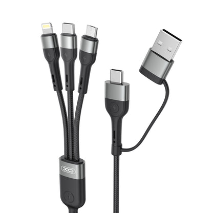 Kabl za punjenje USB-A / USB-C - Lightning / microUSB / USB-C XO Design NB254 3u1, 60W, 1.2m, Crni