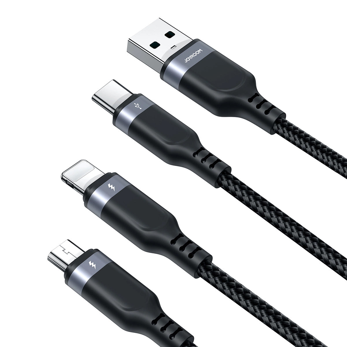 USB-A - Lightning / microUSB / USB-C Charging Cable Joyroom S-A18 3in1, 18W, 0.3m, Black 