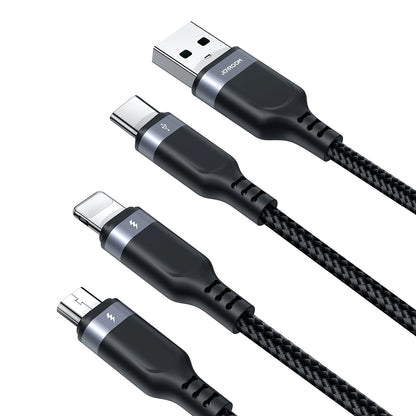 USB-A - Lightning / microUSB / USB-C Charging Cable Joyroom S-A18 3in1, 18W, 1.2m, Black 