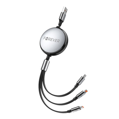 Kabel za punjenje USB-A - Lightning / 2 x USB-C Forever 3u1, 100W, 1.2m, Crni