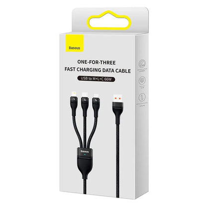 Kabl za punjenje USB-A - Lightning / microUSB / USB-C Baseus Flash Series II 3in1, 66W, 1.2m, Crni CASS040001