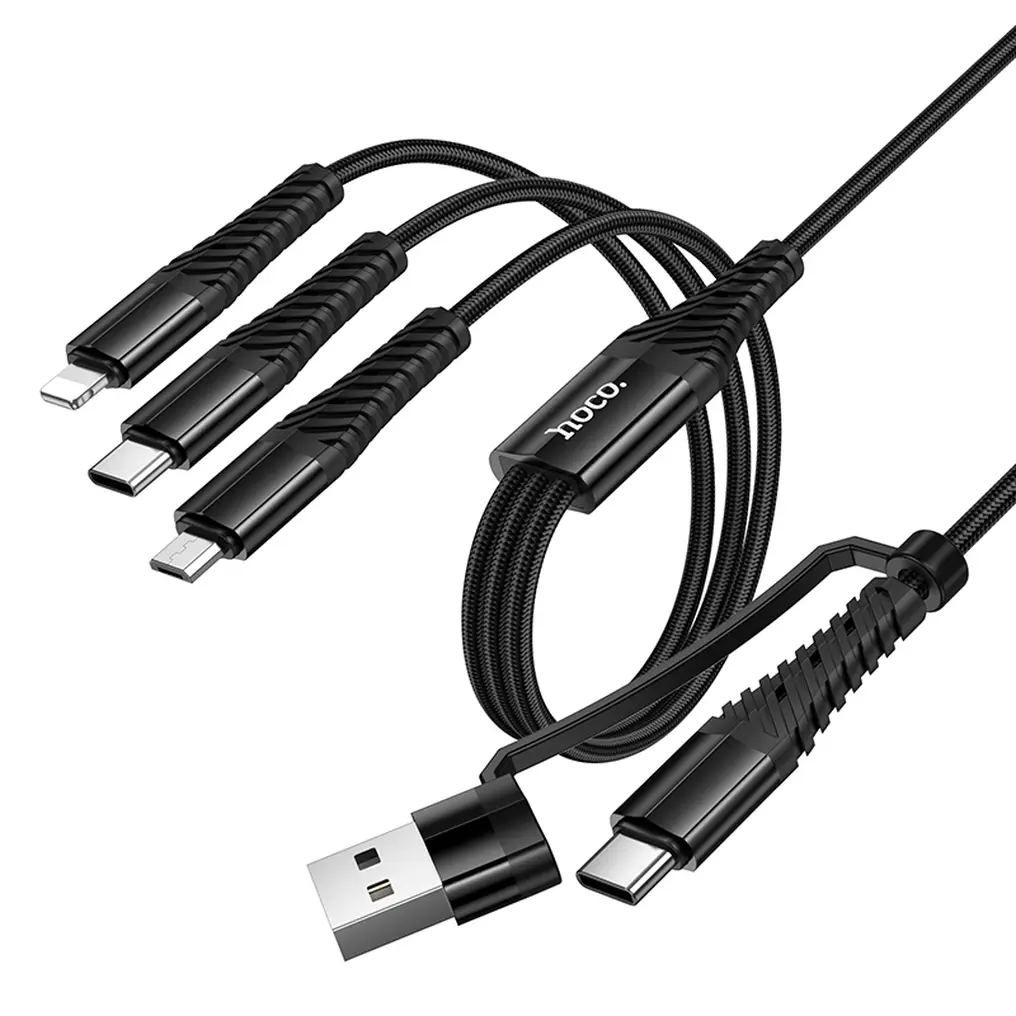 Kabl za punjenje USB-A / USB-C - Lightning / microUSB / USB-C HOCO X123 3u1, 18W, 1m, Crni