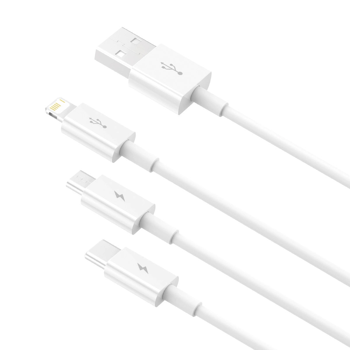 Charging Cable USB-A - Lightning / microUSB / USB-C Baseus Superior 3in1 Series, 20W, 0.5m, White 