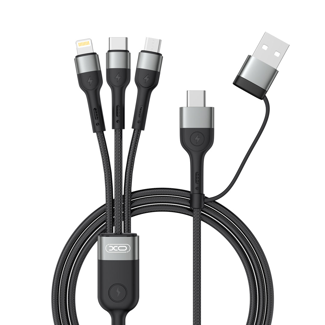 Kabl za punjenje USB-A / USB-C - Lightning / microUSB / USB-C XO Design NB254 3u1, 60W, 1.2m, Crni