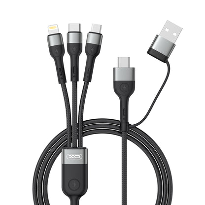 Kabl za punjenje USB-A / USB-C - Lightning / microUSB / USB-C XO Design NB254 3u1, 60W, 1.2m, Crni