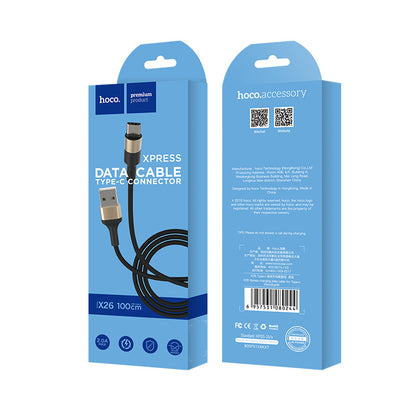 Kabl za Podatke i Punjenje USB-A - USB-C HOCO X26 Xpress, 18W, 1m, Zlatni