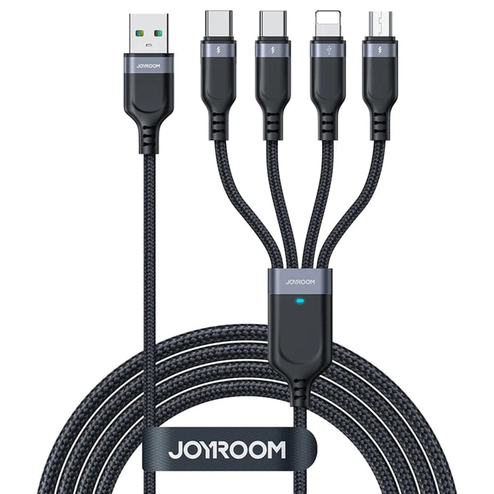 Charging Cable USB-A - Lightning / microUSB / 2 x USB-C Joyroom S-1T4018A18 4in1, 20W, 1.2m, Black 
