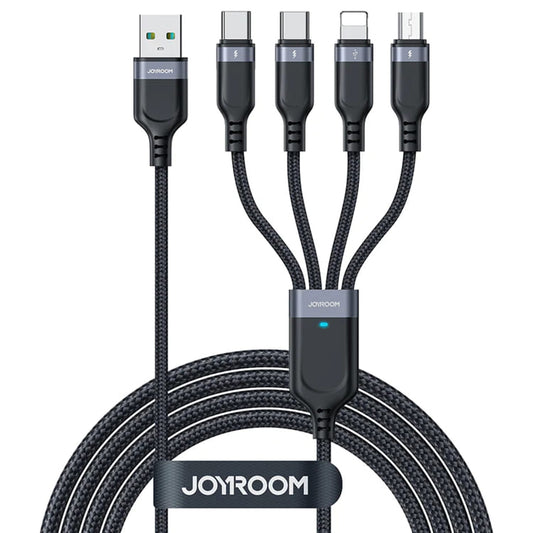 Charging Cable USB-A - Lightning / microUSB / 2 x USB-C Joyroom S-1T4018A18 4in1, 20W, 1.2m, Black 