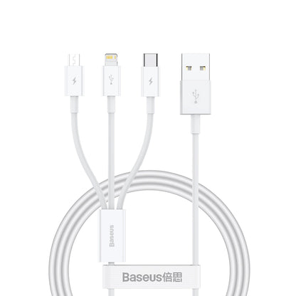Charging Cable USB-A - Lightning / microUSB / USB-C Baseus Superior 3in1 Series, 20W, 0.5m, White 