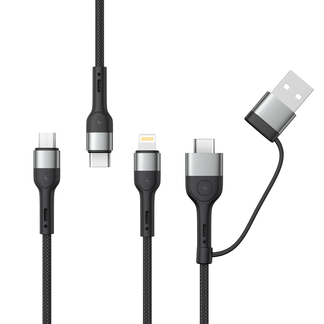 Kabl za punjenje USB-A / USB-C - Lightning / microUSB / USB-C XO Design NB254 3u1, 60W, 1.2m, Crni