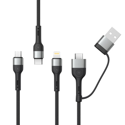 Kabl za punjenje USB-A / USB-C - Lightning / microUSB / USB-C XO Design NB254 3u1, 60W, 1.2m, Crni