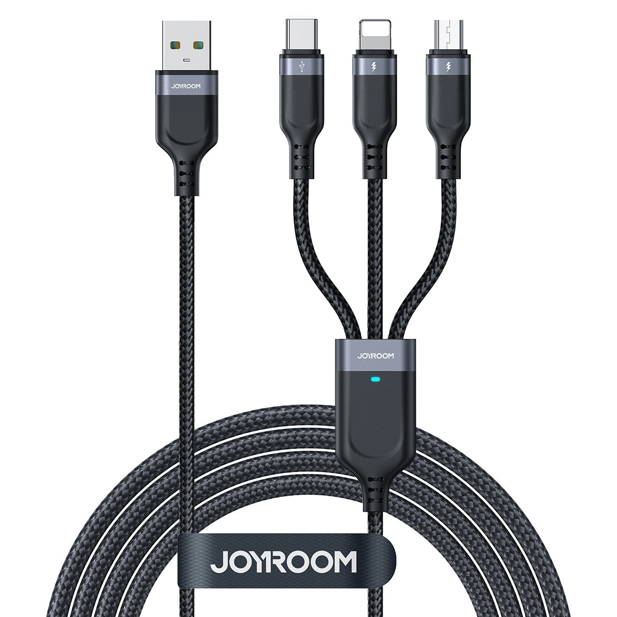 USB-A - Lightning / microUSB / USB-C Charging Cable Joyroom S-A18 3in1, 18W, 0.3m, Black 