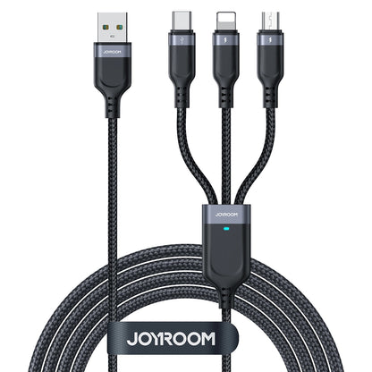 USB-A - Lightning / microUSB / USB-C Charging Cable Joyroom S-A18 3in1, 18W, 1.2m, Black 