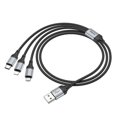 Charging Cable USB-A - Lightning / microUSB / USB-C HOCO X102 3in1, 18W, 1m, Black 