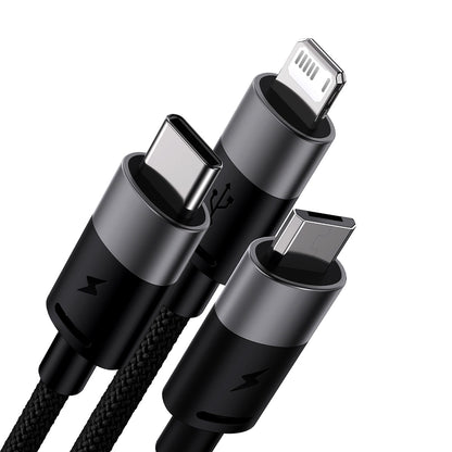 Charging Cable USB-A - Lightning / microUSB / USB-C Baseus StarSpeed 3in1, 18W, 1.2m, Black CAXS000001 CAXS000001 