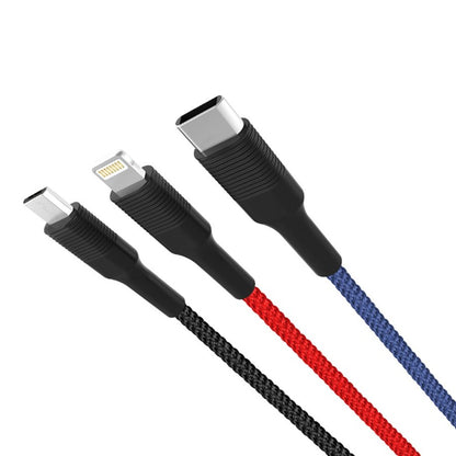 Kabl za punjenje USB-A - Lightning / microUSB / USB-C XO Design NB54, 18W, 1.2m, Šareni