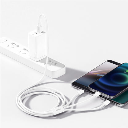 Kabl za punjenje USB-A - Lightning / microUSB / USB-C Baseus Superior 3in1 Series, 20W, 1m, Beli P10320105221-00