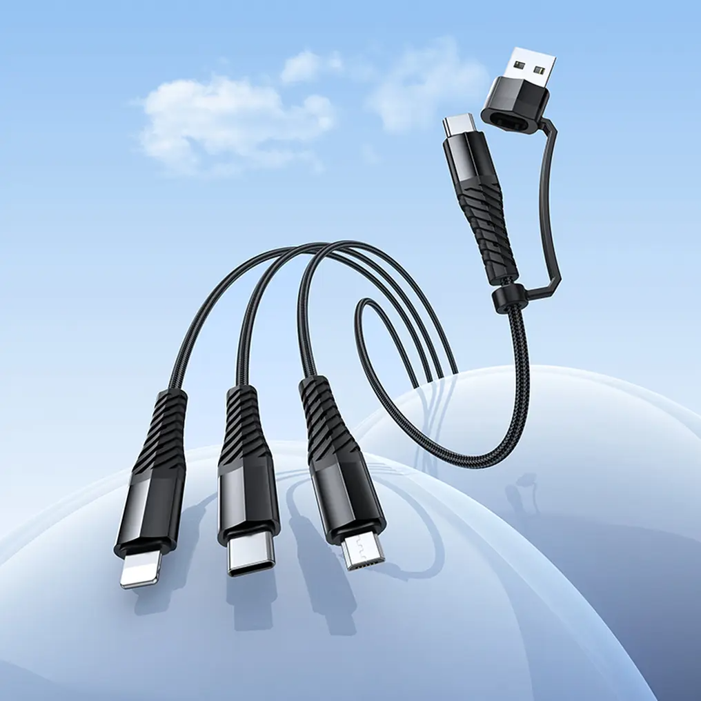 Kabl za punjenje USB-A / USB-C - Lightning / microUSB / USB-C HOCO X123 3u1, 18W, 1m, Crni