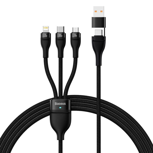 Charging Cable USB-A / USB-C - Lightning / microUSB / USB-C Baseus Flash Series II 3in1 , 100W, 1.2m, Black CASS03010101