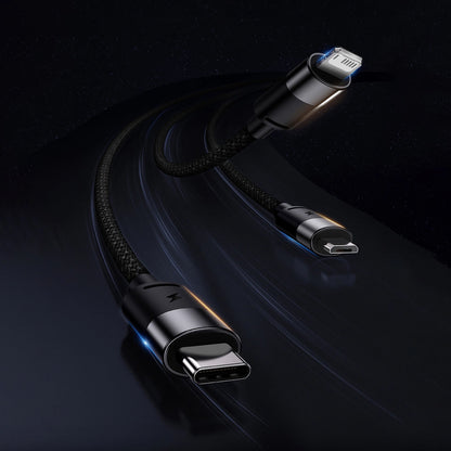 Charging Cable USB-A - Lightning / microUSB / USB-C Baseus StarSpeed 3in1, 18W, 1.2m, Black CAXS000001 CAXS000001 