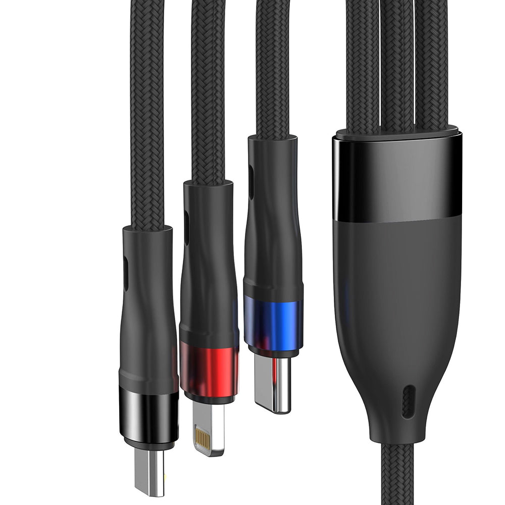 Kabl za punjenje USB-A - Lightning / microUSB / USB-C 3MK Hyper N, 18W, 1.2m, Crni