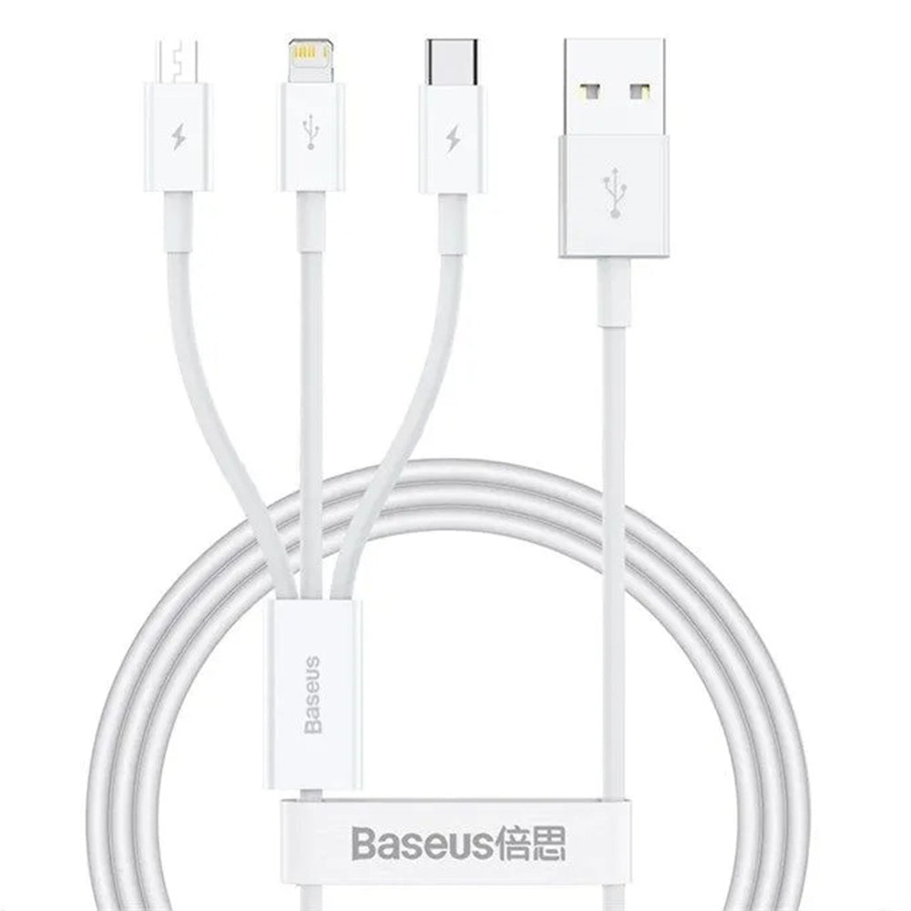 Kabl za punjenje USB-A - Lightning / microUSB / USB-C Baseus 3u1, 100W, 1.5m, Beli P10377705213-00