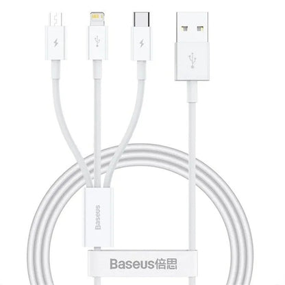 Kabl za punjenje USB-A - Lightning / microUSB / USB-C Baseus 3u1, 100W, 1.5m, Beli P10377705213-00