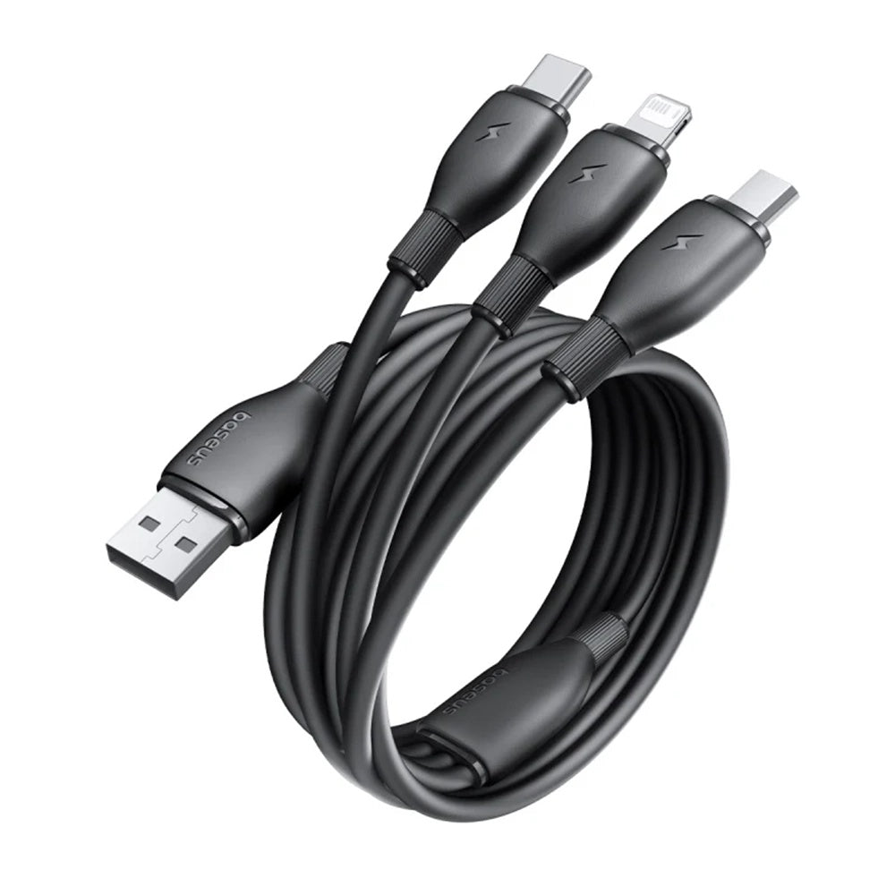 Kabl za punjenje USB-A - Lightning / microUSB / USB-C Baseus Ultra Fast 3in1, 18W, 1.3m, Crni P10376303121-00