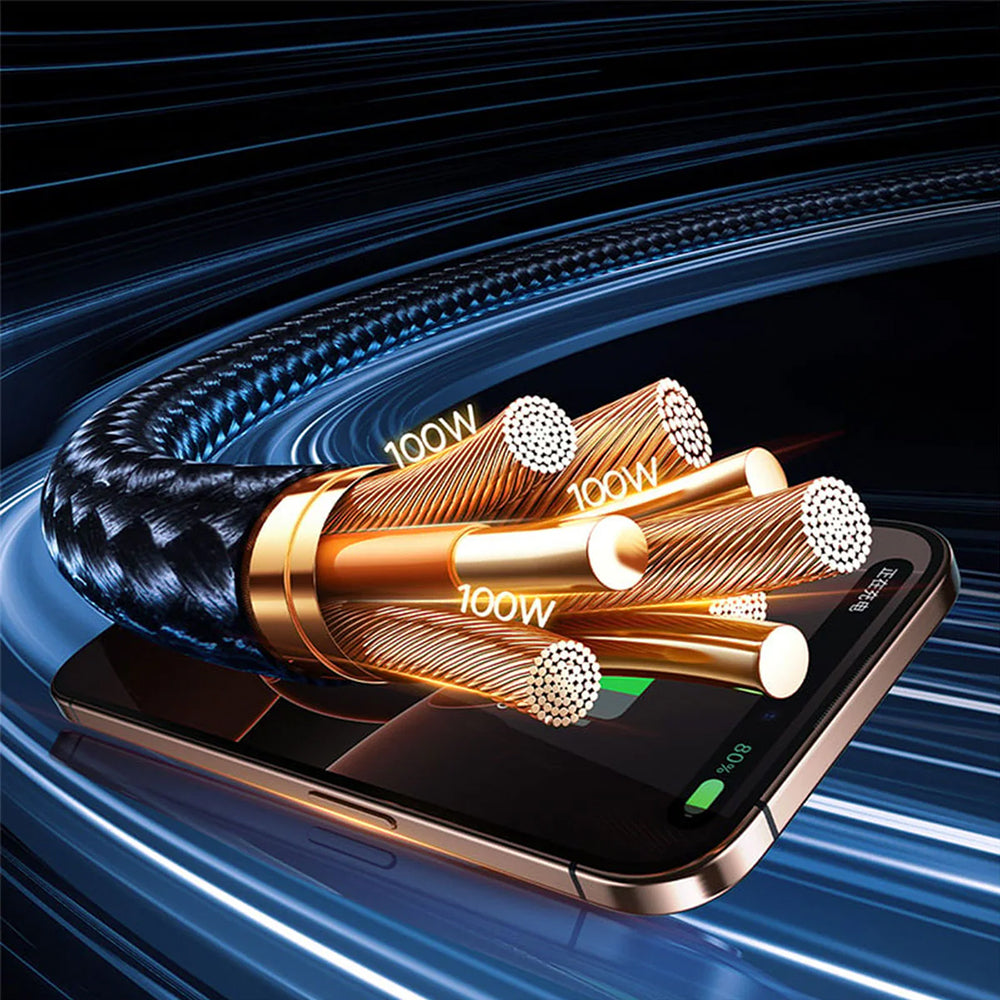 Kabl za punjenje USB-A / USB-C - Lightning / 2 x USB-C Baseus Flash Series III 3in1, 100W, 1.5m, Crni P10377800U01-00