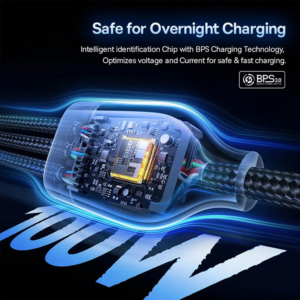 Kabl za punjenje USB-A / USB-C - Lightning / 2 x USB-C Baseus Flash Series III 3in1, 100W, 1.5m, Crni P10377800U01-00