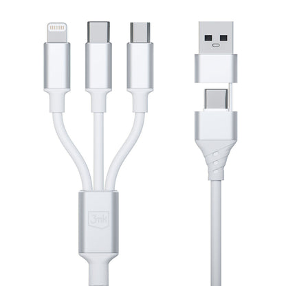 Kabl za punjenje USB-A / USB-C - Lightning / microUSB / USB-C 3MK Hyper 3in1, 12W, 1.5m, Bela