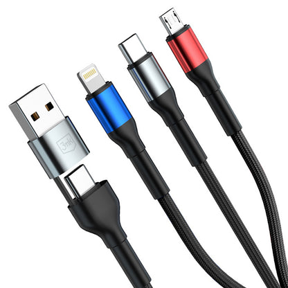 Kabl za punjenje USB-A / USB-C - Lightning / microUSB / USB-C 3MK Hyper N, 18W, 1.2m, Crni