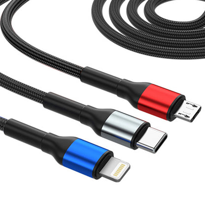 Kabl za punjenje USB-A / USB-C - Lightning / microUSB / USB-C 3MK Hyper N, 18W, 1.2m, Crni