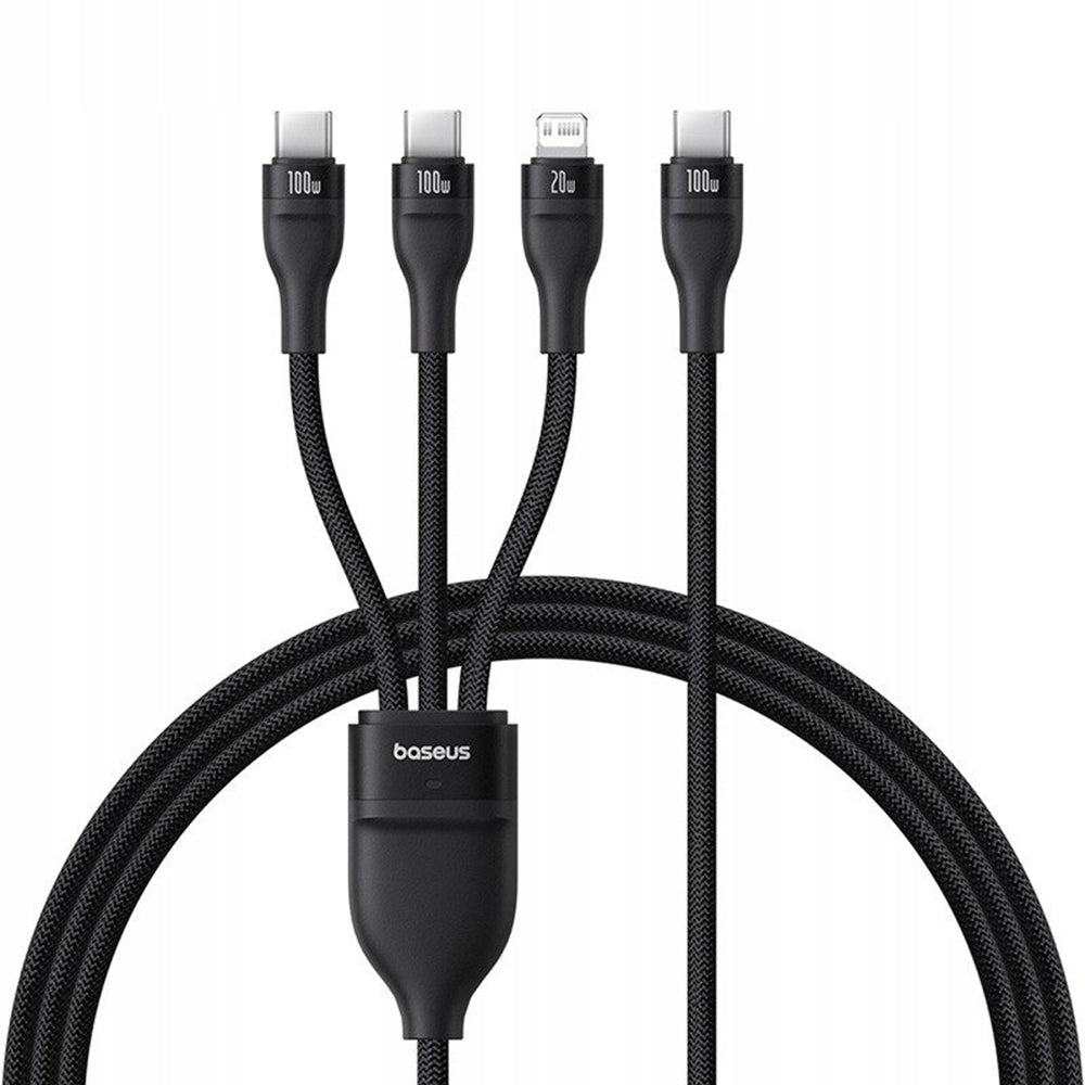 Kabl za punjenje USB-C - Lightning / 2 x USB-C Baseus Flash Series III 3in1, 100W, 1.5m, Crni P10377502111-00
