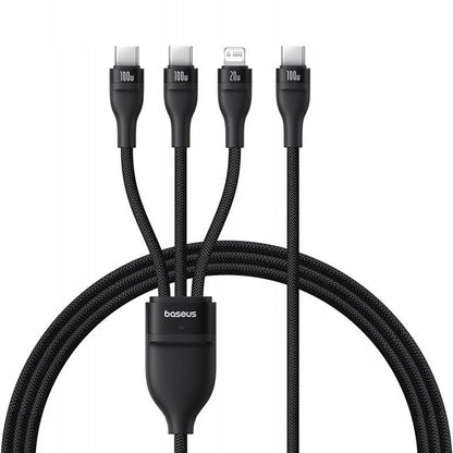 Kabl za punjenje USB-C - Lightning / 2 x USB-C Baseus Flash Series III 3in1, 100W, 1.5m, Crni P10377502111-00